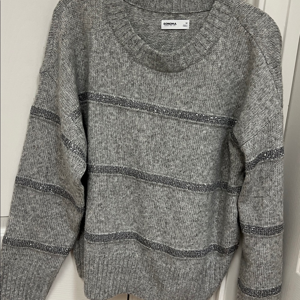 Gray Striped Women's Sweater Sonoma - Picture 3 of 4